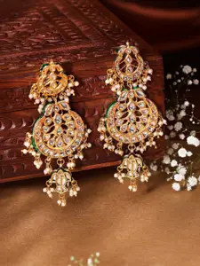 Priyaasi Gold-Plated American Diamond Contemporary Drop Earrings
