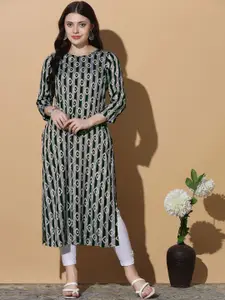 BAESD Bandhani Printed Round Neck Straight Kurta