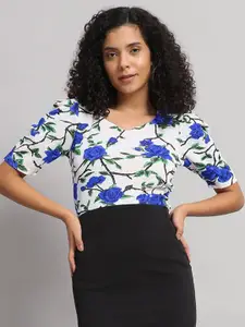 Dream Beauty Fashion Women Floral Printed Sweetheart Neck Top