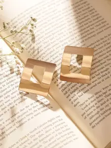 Priyaasi Brass Gold-Plated Geometric Studs