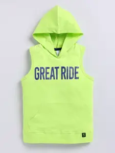 Ginie Boys Typography Printed Hood Cotton T-shirt