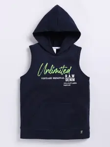 Ginie Boys Typography Printed Hood Cotton T-Shirt