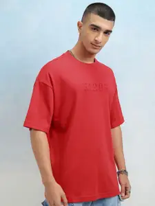 HIGHLANDER Men Solid Round Neck Cotton Oversized Sports T-Shirt