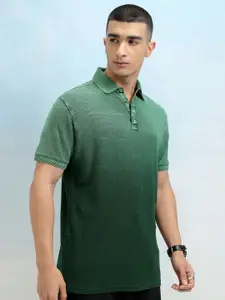 HIGHLANDER Men Self Design Polo Collar Cotton Slim Fit T-shirt
