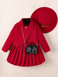 INCLUD Girls Overlap Jacket with Pleated Skirt