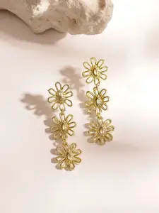 Priyaasi Gold Plated Floral Drop Earrings