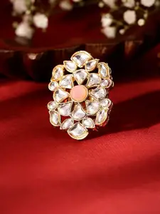 Priyaasi Gold-Plated Kundan Studded Adjustable Finger Ring