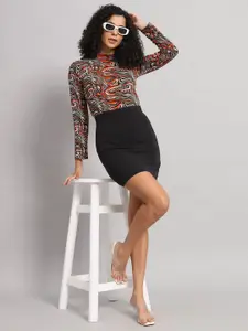 Dream Beauty Fashion Women Abstract Printed Round Neck Top