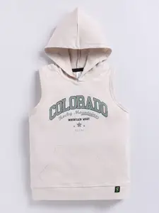 Ginie Boys Typography Printed Hood Cotton T-Shirt