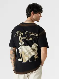 The Souled Store Men Graphic Printed Round Neck Cotton Oversized T-shirt