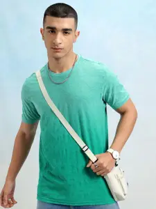 HIGHLANDER Men Self Design Round Neck Cotton T-shirt