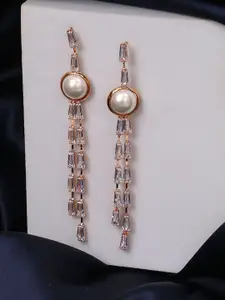 Adwitiya Collection Rose Gold Plated Classic Drop Earrings