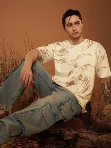 The Souled Store Men Conversational Printed Round Neck Cotton Oversized T-shirt