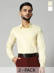 Bigreams Men Comfort Spread Collar Solid Cotton Slim Fit Formal Shirt