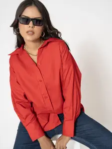 Lounge Dreams Women Comfort Spread Collar Solid Cotton Relaxed Fit Casual Shirt