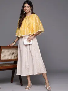 Indo Era Ethnic Motifs A-Line Maxi Embroidered Dress