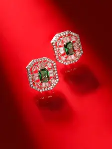 Priyaasi Rose Gold-Plated American Diamond Studded Contemporary Studs Earrings