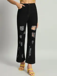 GUTI Women Bootcut High-Rise Highly Distressed Stretchable Jeans