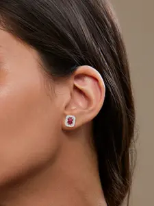 MINUTIAE Silver Plated Kundan Geometric Studs