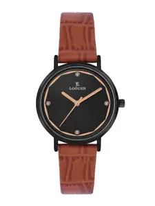 L LOGUES Women Brass Dial & Leather Textured Straps Analogue Watch L 5095 NL-14