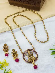 GRIIHAM Gold-Plated Artificial Stones Studded Elegant Necklace and Earrings