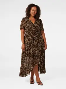 Forever New women Animal Print High-Low wrap Midi Dress aw24