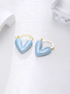 VAGHBHATT Gold-Plated Heart Shaped Hoop Earrings