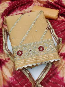 KIMISHA Floral Embroidered Beads and Stones Unstitched Dress Material