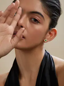 MINUTIAE Gold Plated Triangular Shaped Kundan Studs