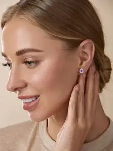 MINUTIAE Silver Plated Tear Drop Shaped Kundan Studs