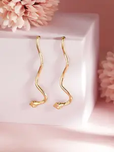 Priyaasi Gold Toned Contemporary Drop Earrings
