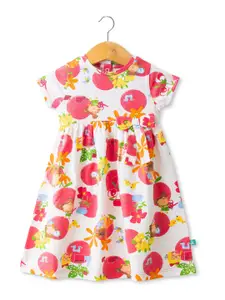 BAESD Girl Graphic Printed Round Neck  A-Line Dress