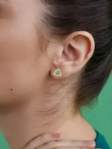 MINUTIAE Rose Gold Plated Kundan Triangular Studs