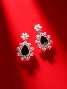 Priyaasi Silver Plated AD Studded Contemporary Royal Elegance Drop Earrings