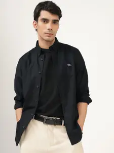 Andamen Men Premium Button-Down Collar Solid Cotton Casual Shirt