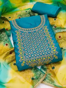 KIMISHA Floral Embroidered Beads and Stones Unstitched Dress Material