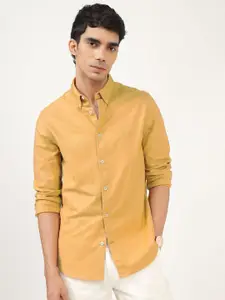 Andamen Men Premium Button-Down Collar Solid Cotton Slim Fit Casual Shirt