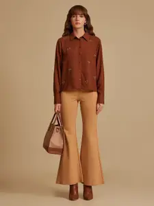 Kazo Women Standard Spread Collar Floral Printed Formal Shirt