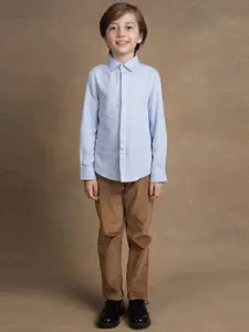 One Friday Boys Comfort Spread Collar Solid Cotton Formal Shirt
