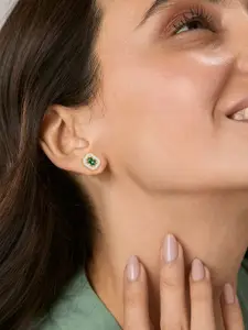 MINUTIAE Gold Plated Kundan Triangular Studs