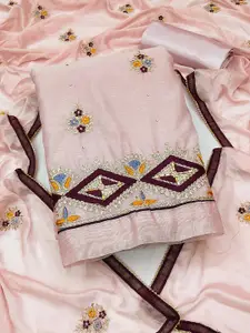 KIMISHA Floral Embroidered Beads & Stones Unstitched Dress Material