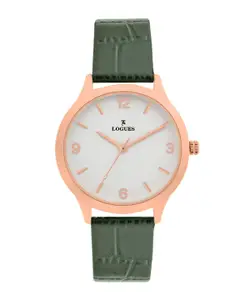 L LOGUES Women Brass Dial & Leather Straps Analogue Watch L E-683 WL-73