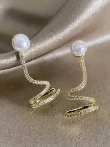 KRENOZ Gold Plated Classic Pearls Earcuffs