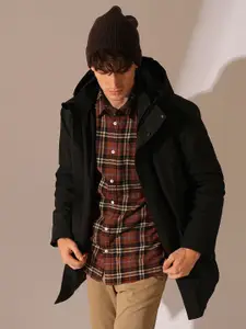 SELECTED Men Spread Collar Tartan Checked Cotton Slim Fit Casual Shirt