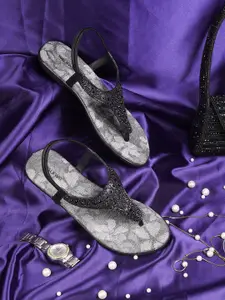 WALKWAY by Metro Women Textured T-Strap Flats