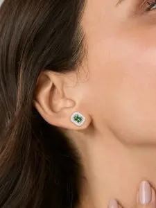 MINUTIAE Silver Plated Geometric Shaped Kundan Studs