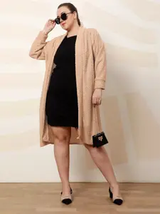 Athena Ample Plus Size Textured Open Front Longline Shrug