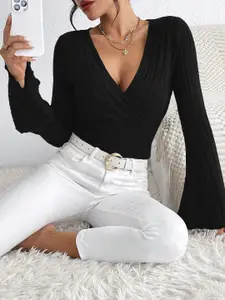 StyleCast Women Solid V-Neck Top