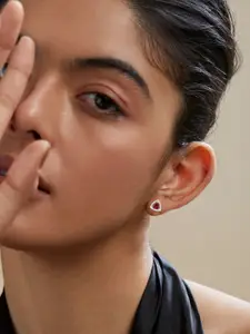 MINUTIAE Silver Plated Kundan Triangular Studs