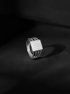 GIVA 925 Sterling Silver Rhodium Plated Cluster Finger Ring